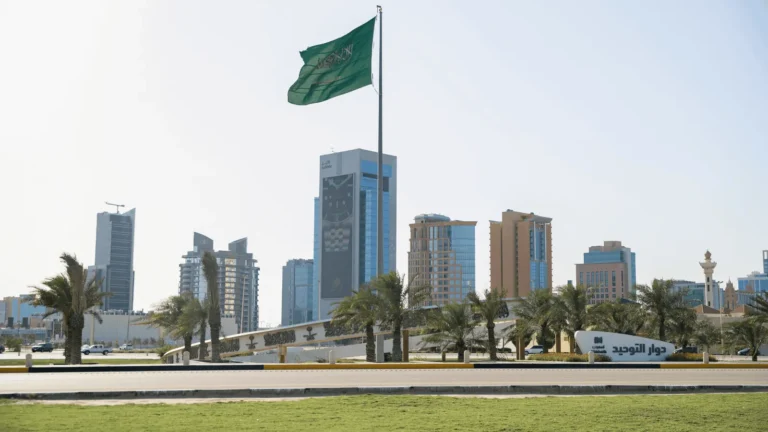 Saudi flag over Riyadh