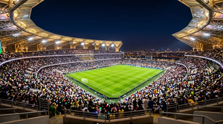 Stadium in Saudi Arabia at night